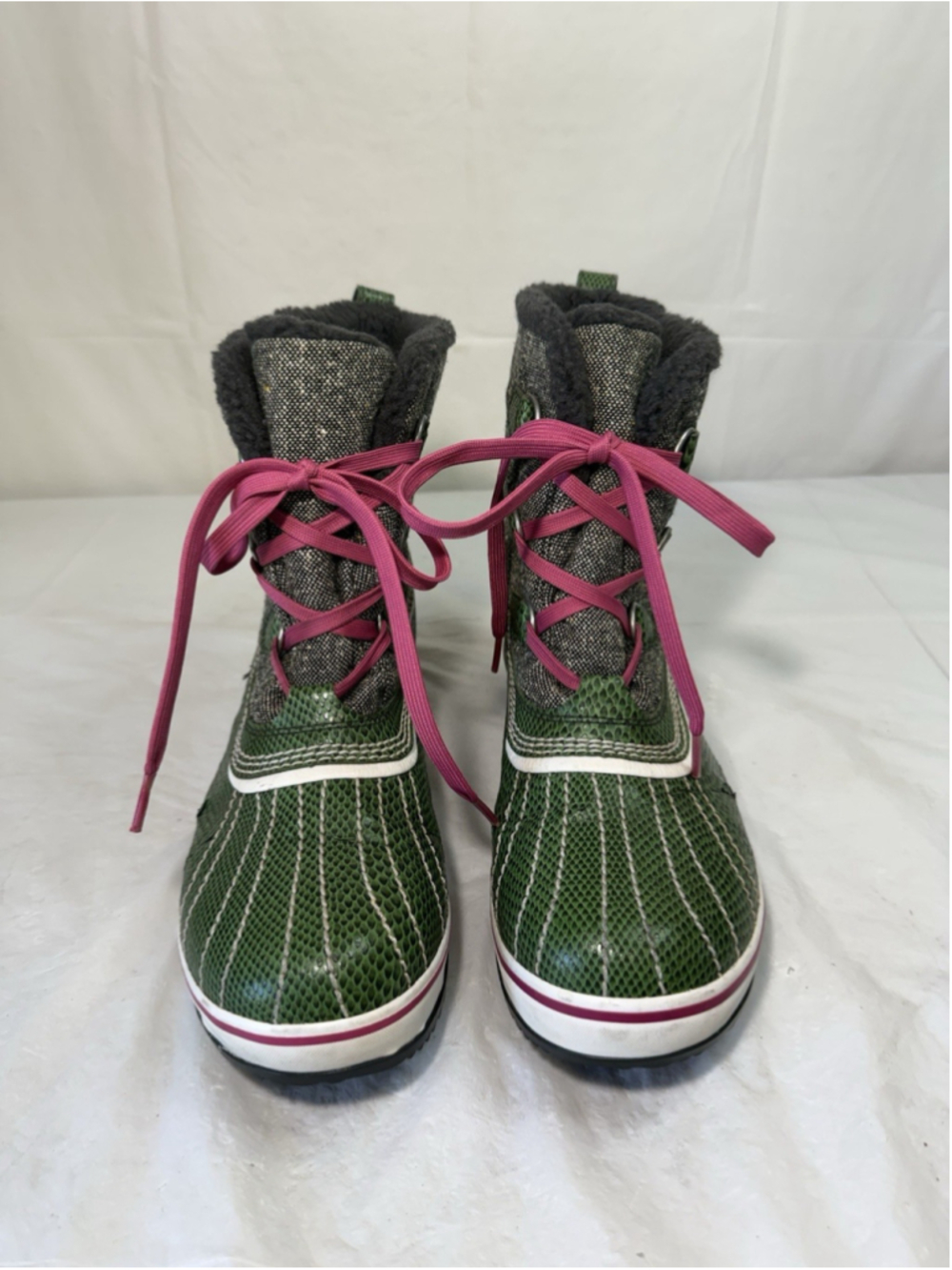 Sorel Tivoli Boots Size 9 All Weather Duck Boot Green Snake Print - Picture 14 of 15